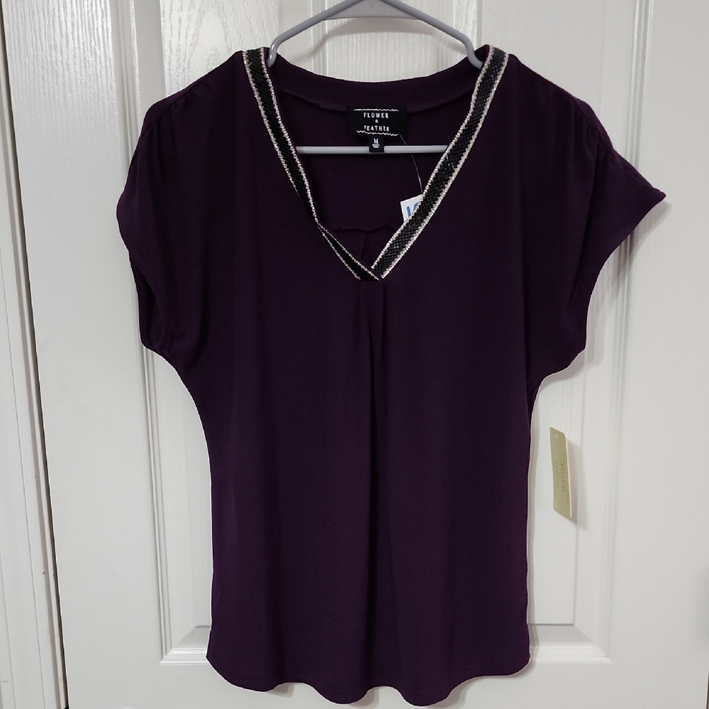 Flowers & Feathees Purple Women's Top